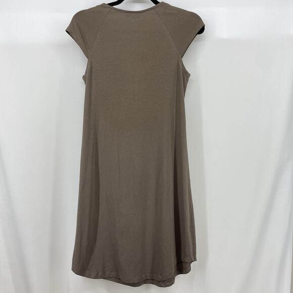 Synergy Organic Clothing Size Small Cotton Cutout Dress Brown Short Cap Sleeves - Picture 4 of 6